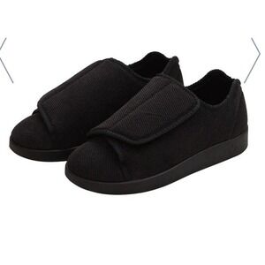 Silverts Slippers Shoes Mens 8 Womens 10 Extra Wide Easy Hook Loop SV15100 Black